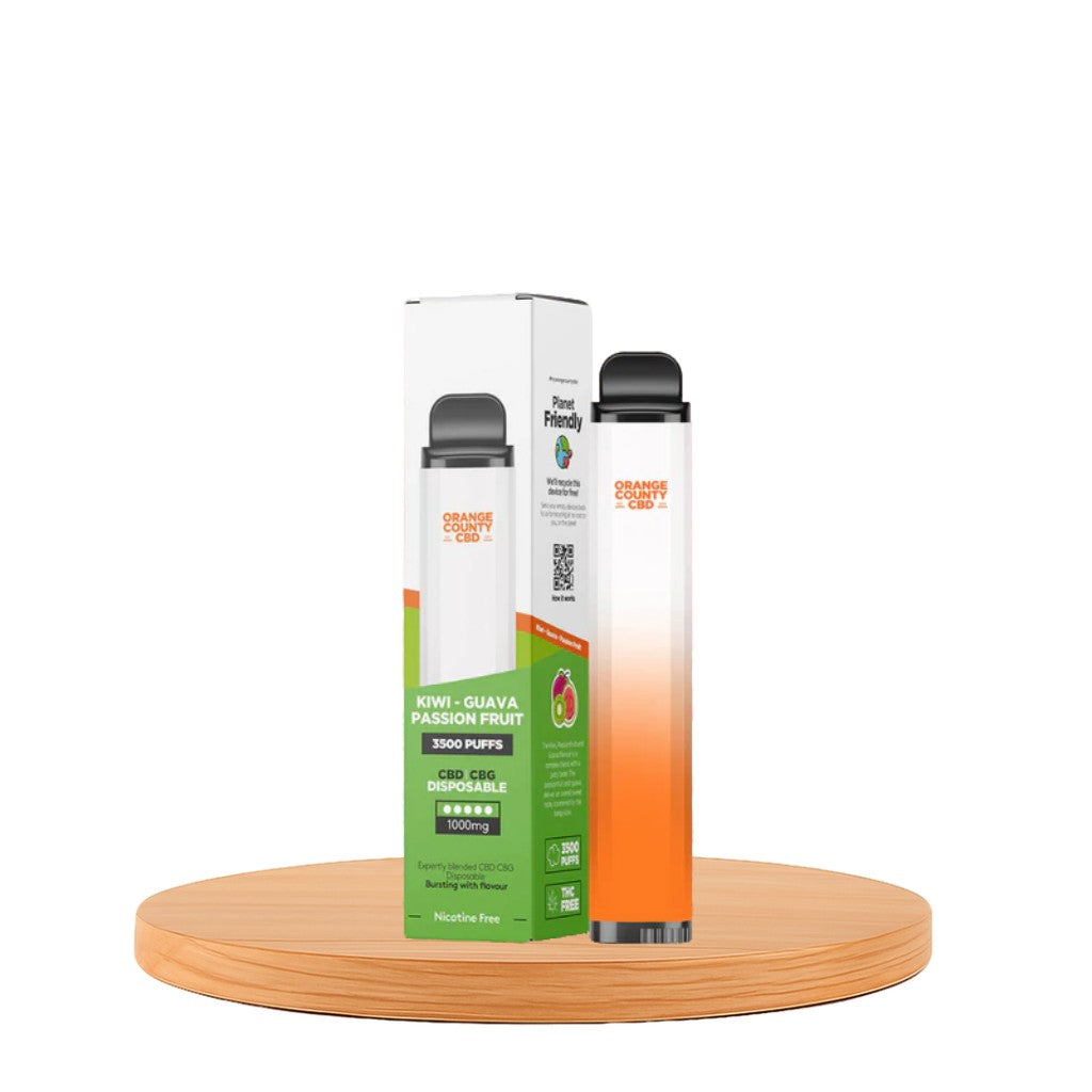 Vape de CBD e CBG Kiwi, Goiaba e Maracujá, Caneta Descartável 1000mg 3500 puffs